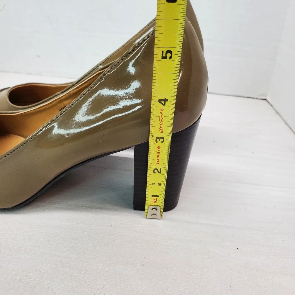 New G.H. Bass Pacey Nude Tan Faux Snakeskin Toe Heel Pumps 7M Grandma‎ Core
